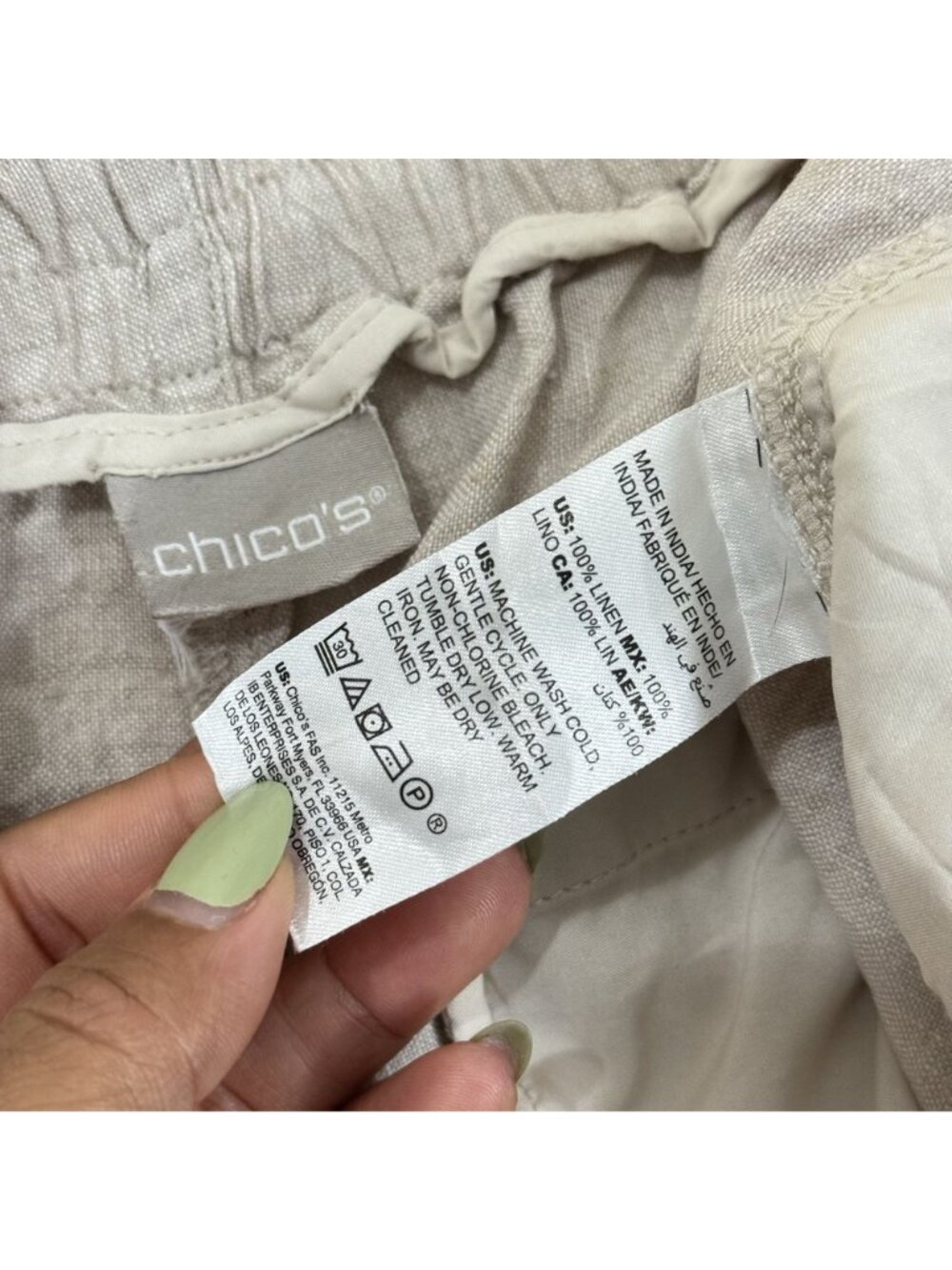 Chico’s – Women’s Beige 100% Linen Pull-On Bermuda Shorts – Size M - Picture 11 of 11